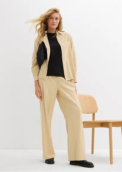 Bonprix Schlichtes Rundhalsshirt Aus Bio-Baumwolle - Schwarz