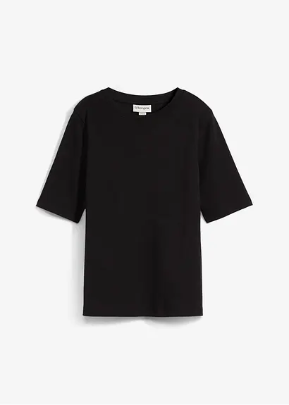 bonprix Schlichtes Rundhalsshirt aus Bio-Baumwolle - schwarz