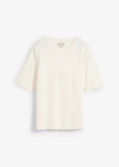 bonprix Schlichtes Rundhalsshirt aus Bio-Baumwolle - weiß