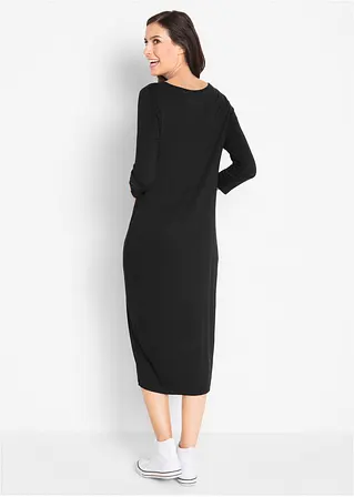 Bonprix Schlichtes Shirt-Kleid Mit Rundhalsausschnitt - Schwarz