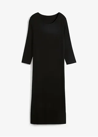 bonprix Schlichtes Shirt-Kleid mit Rundhalsausschnitt - schwarz