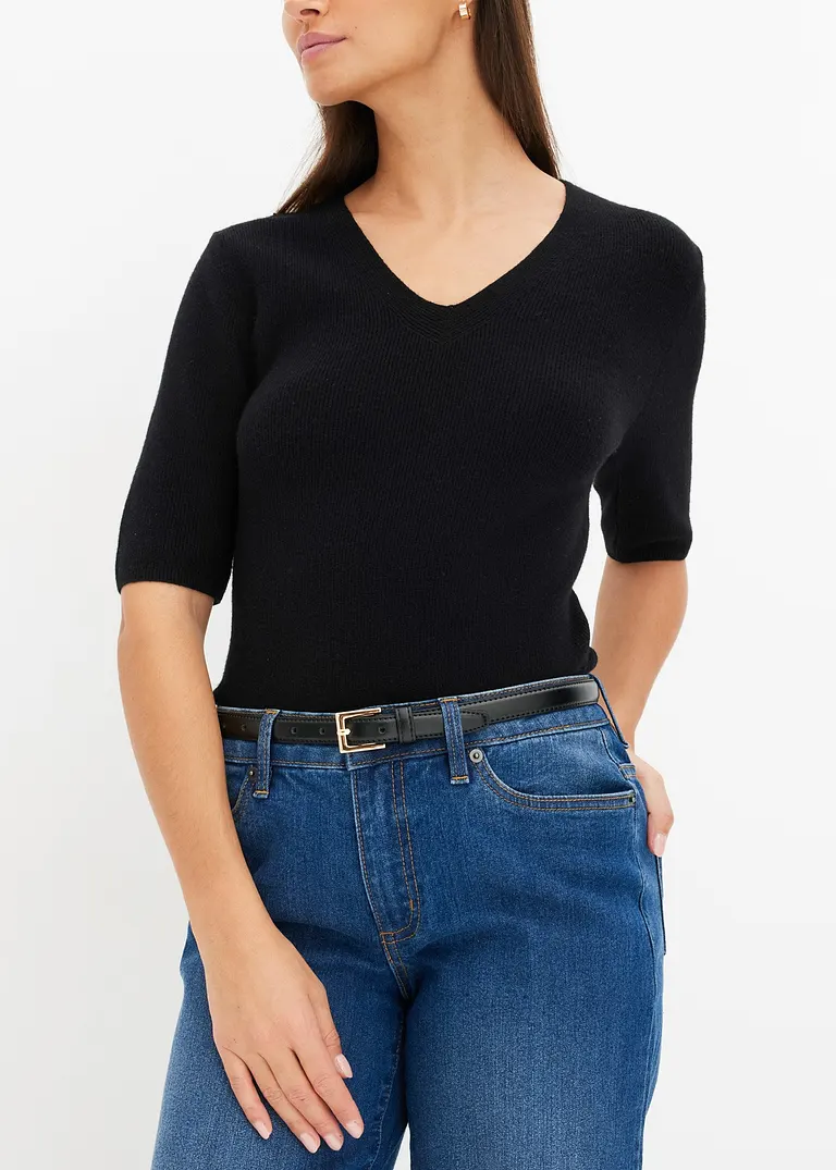 Bonprix Schmaler Gürtel In Lederoptik - Schwarz - Damen