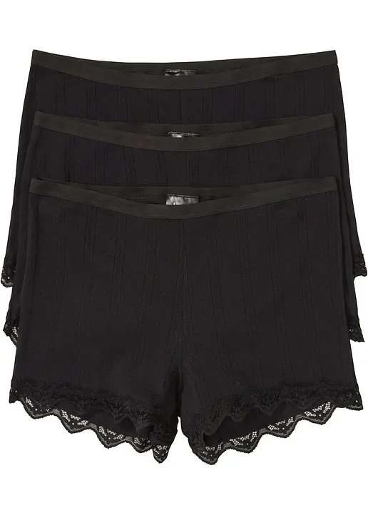 bonprix Schmeichelhafte Damenboxer mit verträumter Spitze - schwarz