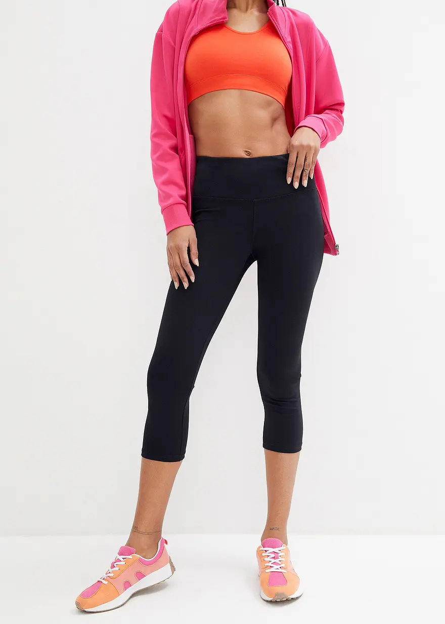 Bonprix Schnelltrocknende Sport-Leggings Aus Einem Super-Stretch-Material In 3/4-Länge Ohne Seitennähte Mit Versteckter Tasche Auf Am Hinteren Bund