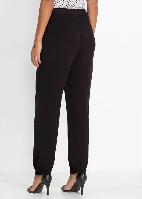 Bonprix Schön Fallende Weite Hose Mit Bindeband - Schwarz