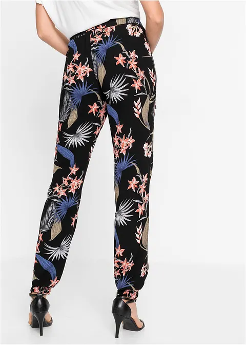 Bonprix Schön Fallende Weite Hose Mit Bindeband - Schwarz