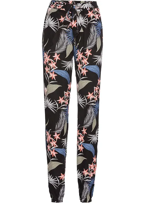bonprix Schön fallende weite Hose mit Bindeband - schwarz