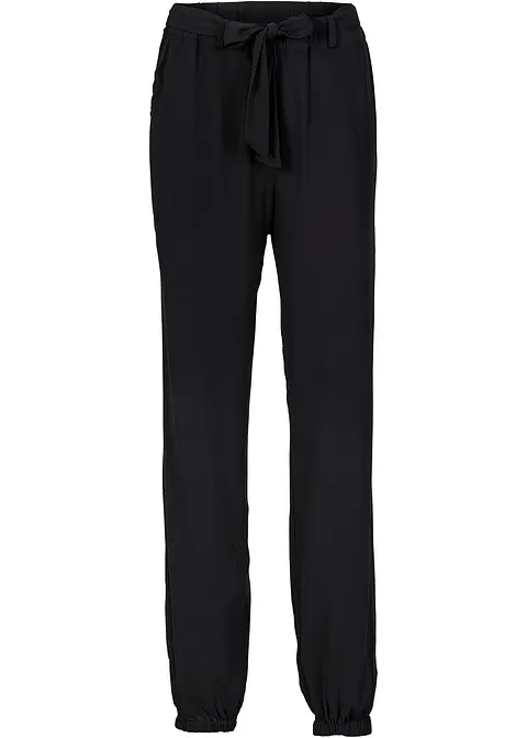 bonprix Schön fallende weite Hose mit Bindeband - schwarz