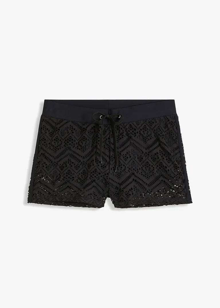 bonprix Schöne Badeshorts mit elastischer Spitze - schwarz