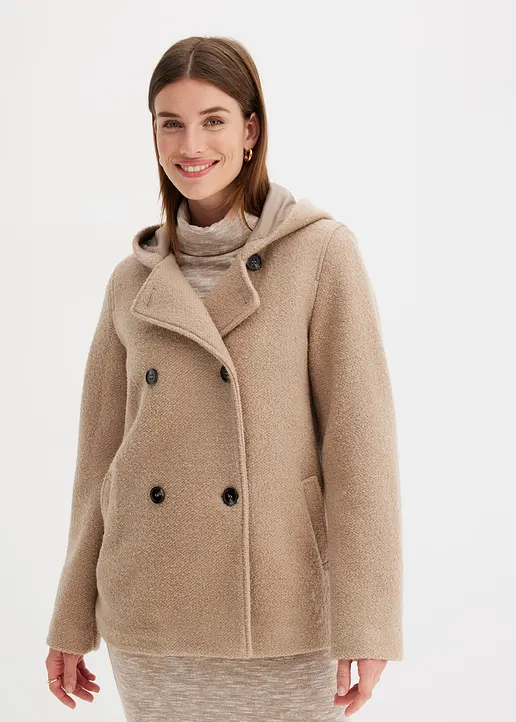 Bonprix Schöne Cabanjacke Mi Kapuze Kaschiert Problemzonen - Beige