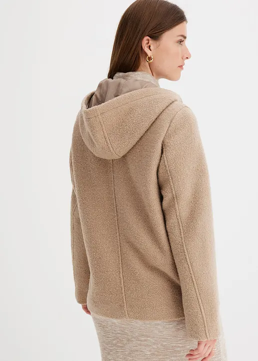 Bonprix Schöne Cabanjacke Mi Kapuze Kaschiert Problemzonen - Beige