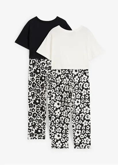 bonprix Schöne Capri Pyjama in 4-tgl. Set mit Blumen - Kinder