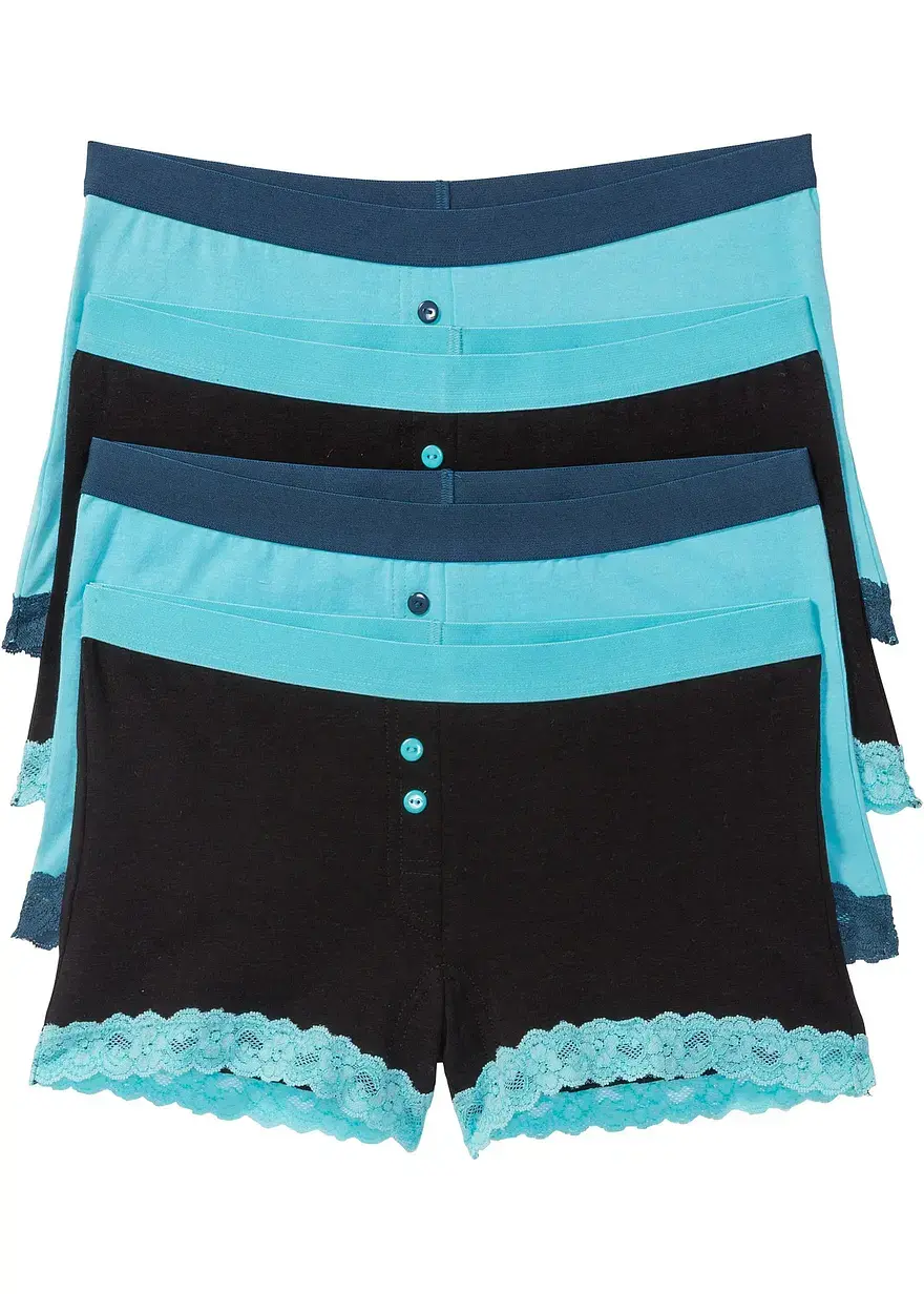 bonprix Schöne Damen Boxer mit Spitze - aqua + schwarz - Damen