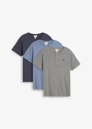 bonprix Schöne Henleyshirts im 3er Pack mit einer kleinen Stickerei auf der Brust