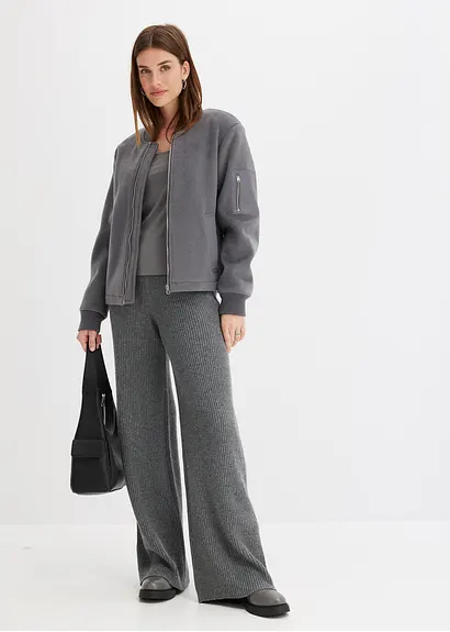Bonprix Schöne Hose Aus Rippstrick Wirkt Durch Den Breiten Bund Formgebend