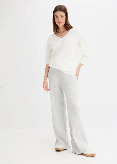 Bonprix Schöne Hose Aus Rippstrick Wirkt Durch Den Breiten Bund Formgebend