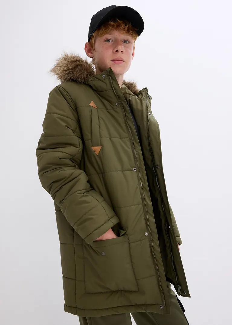 Bonprix Schöne Jungen Funktions-Winterjacke Mit Kapuze - Grün