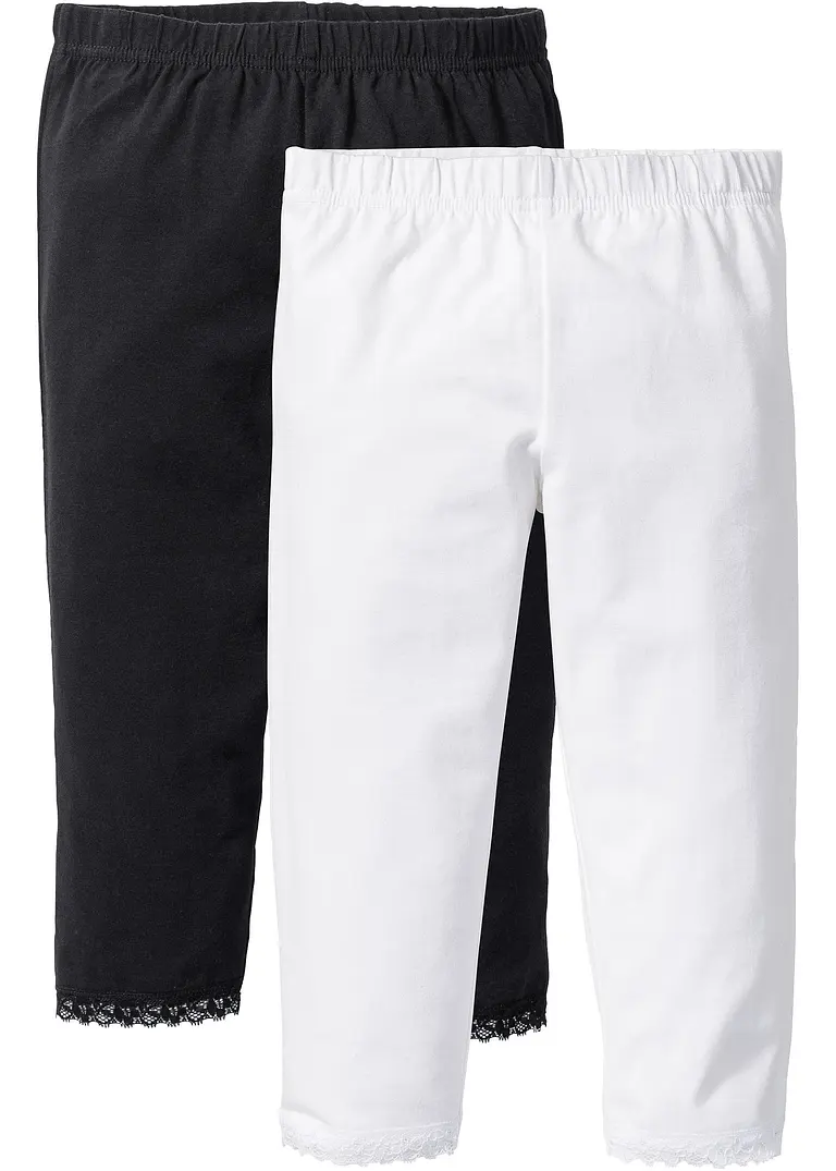bonprix Schöne Mädchen 3/4-lange Leggings mit Spitzendetail