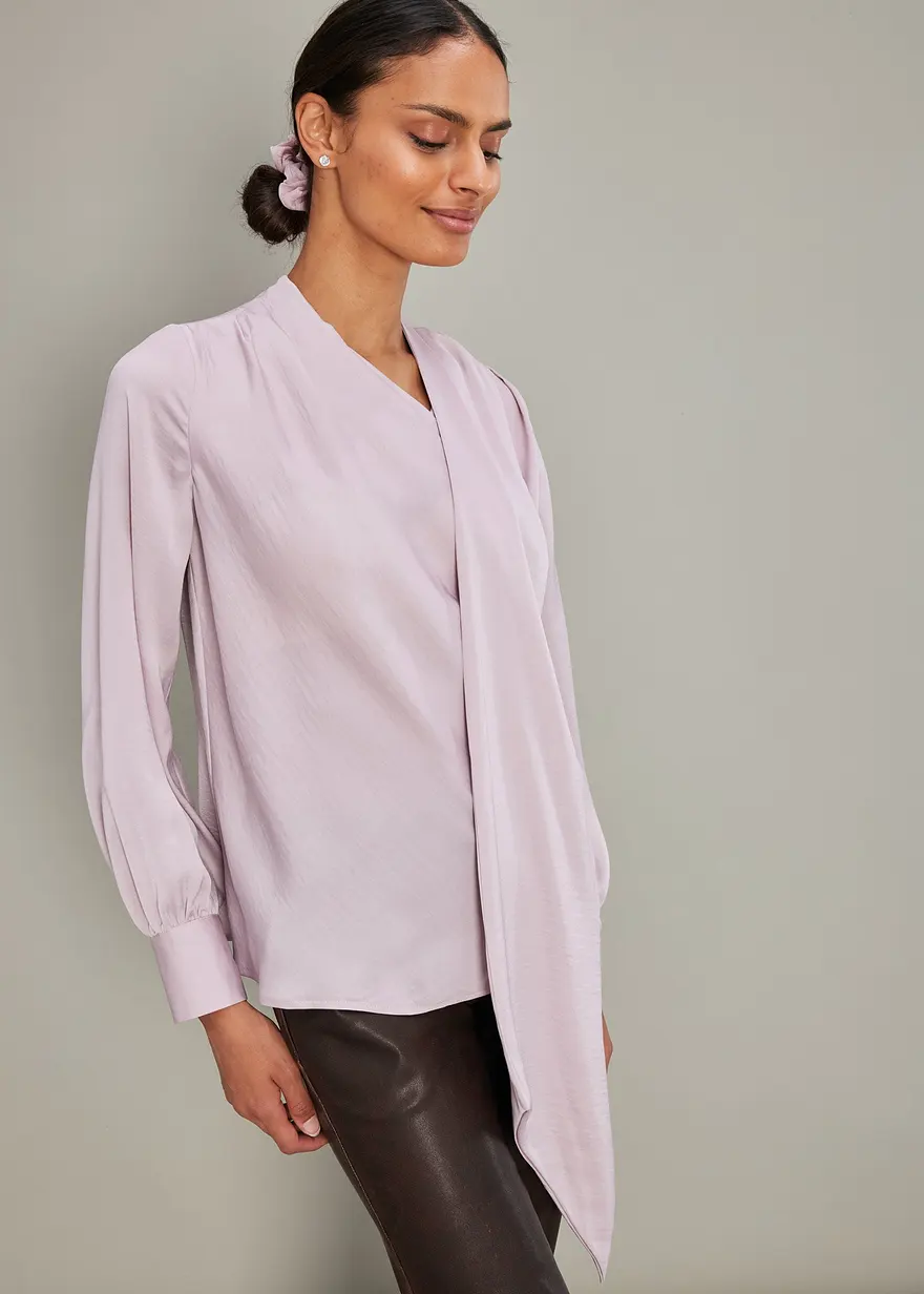 Bonprix Schöne Satin-Tunika Mit Auffallendem Schal-Detail. - Lila - Damen