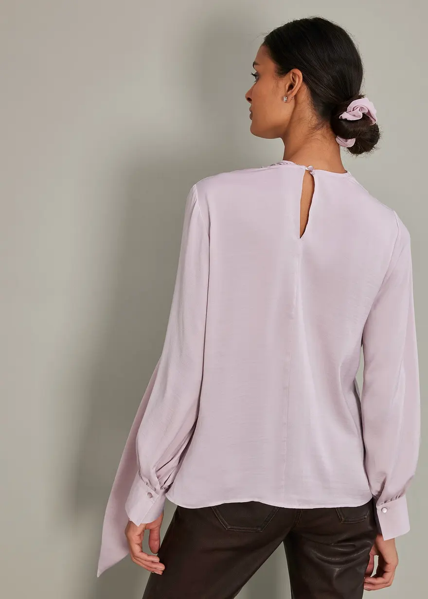 Bonprix Schöne Satin-Tunika Mit Auffallendem Schal-Detail. - Lila - Damen