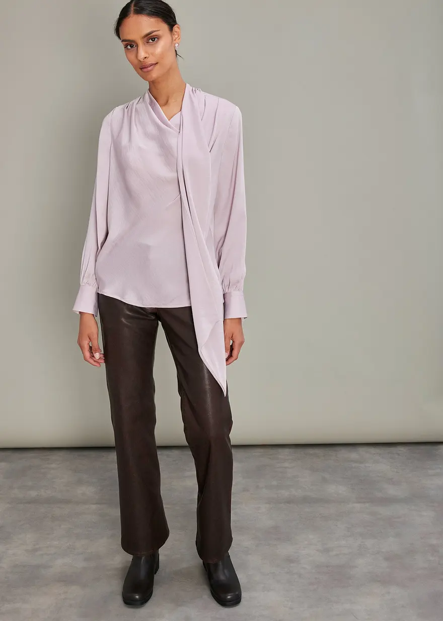 Bonprix Schöne Satin-Tunika Mit Auffallendem Schal-Detail. - Lila - Damen
