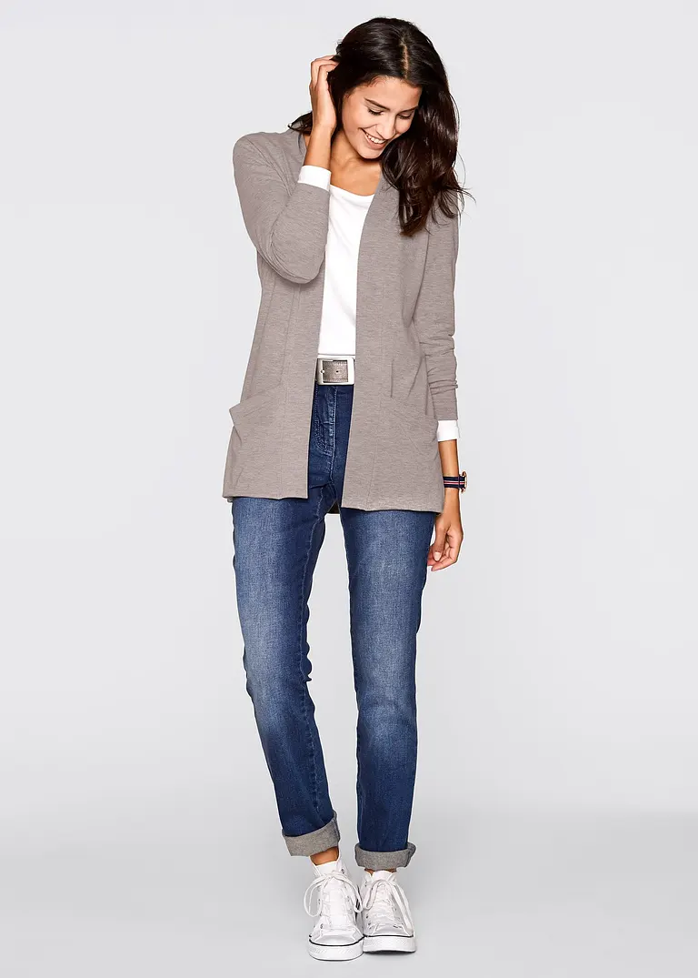 Bonprix Schöne Shirtjacke Mit Viskose Und Mit Eingriffstaschen - Grau