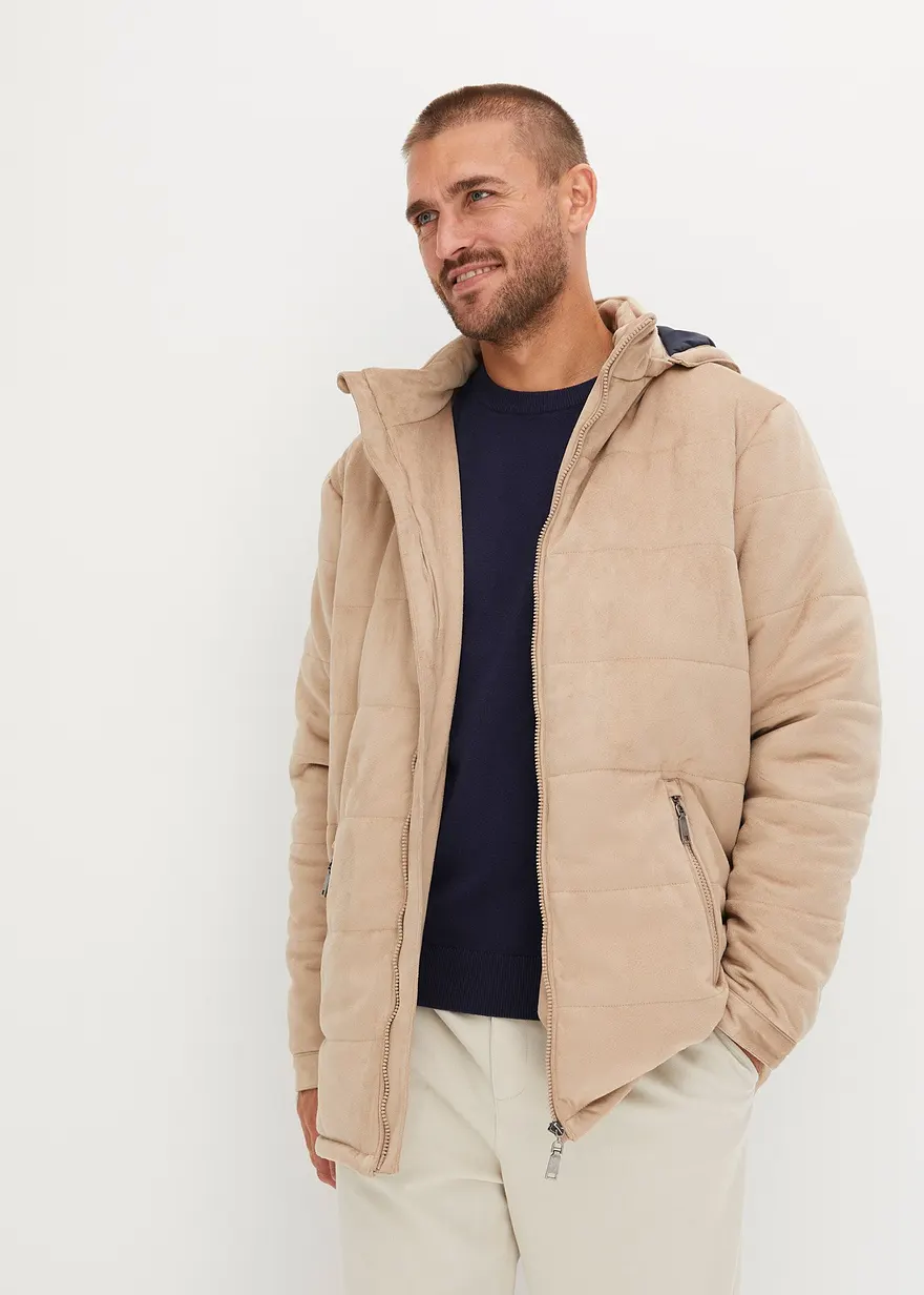 Bonprix Schöne Steppjacke In Verloursoptik - Beige - Herren