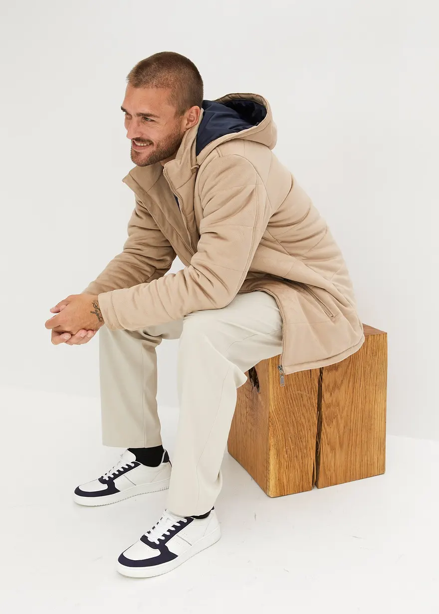 Bonprix Schöne Steppjacke In Verloursoptik - Beige - Herren