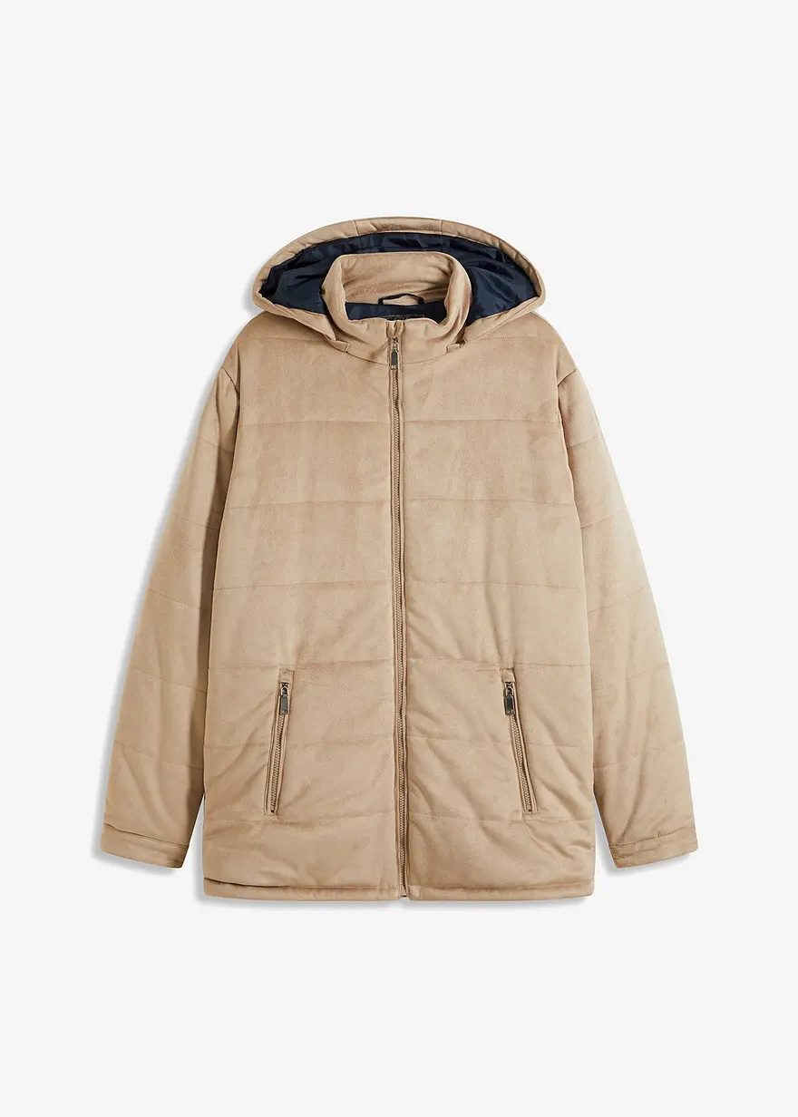 bonprix Schöne Steppjacke in Verloursoptik - beige - Herren