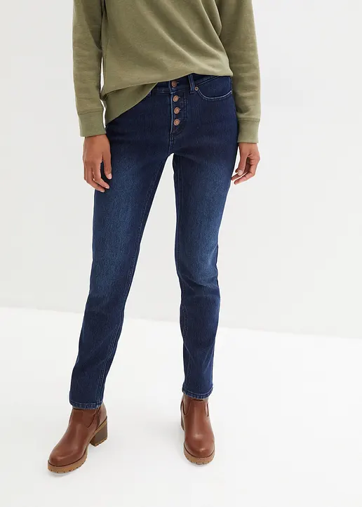 Bonprix Schöne Straight-Fit Super -Kuschel Thermojeans - Blau Regular