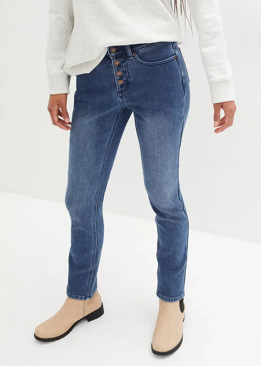 Bonprix Schöne Straight-Fit Super -Kuschel Thermojeans - Blau Regular