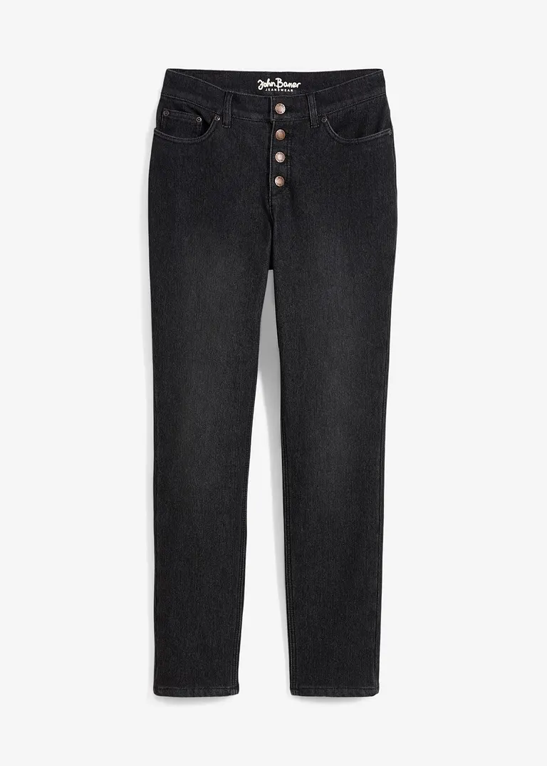 bonprix Schöne Straight-Fit Super -Kuschel Thermojeans - schwarz regular