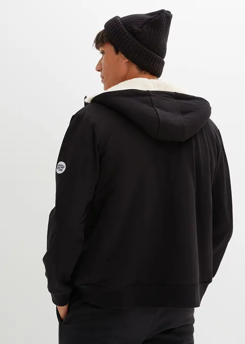 Bonprix Schöne Thermo-Sweatjacke Mit Kapuze Und Teddyfutter - Schwarz