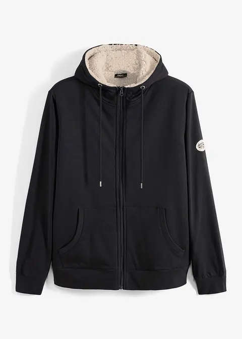bonprix Schöne Thermo-Sweatjacke mit Kapuze und Teddyfutter - schwarz