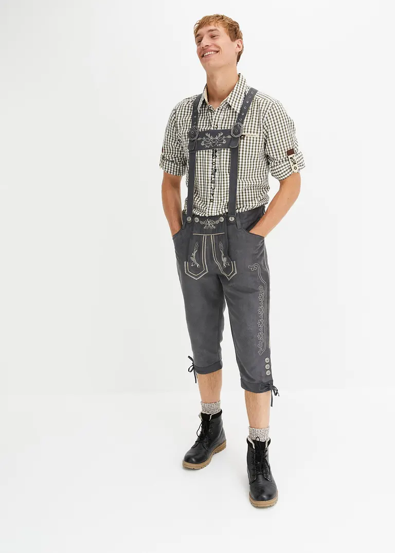 Bonprix Schöne Trachten-Kniebundhose Aus Lederimitat - Grau