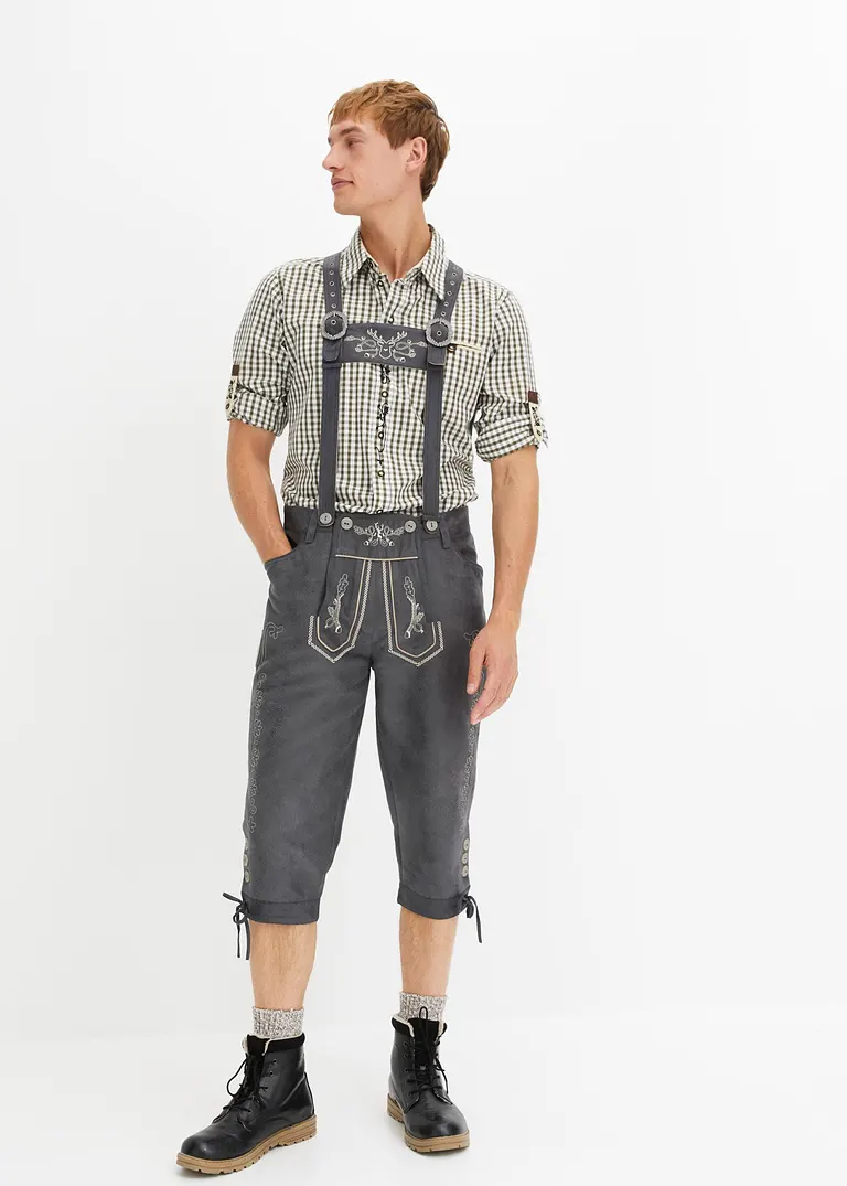 Bonprix Schöne Trachten-Kniebundhose Aus Lederimitat - Grau