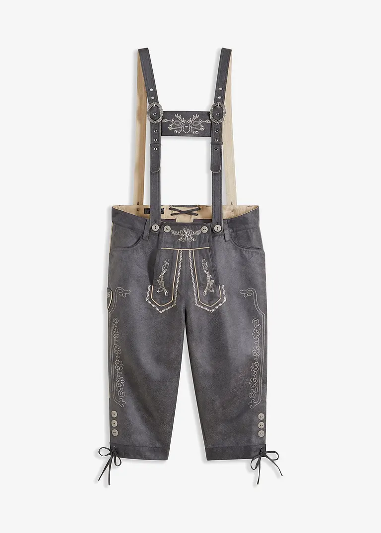 bonprix Schöne Trachten-Kniebundhose aus Lederimitat - grau