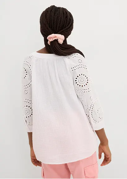 Bonprix Schöne Tunika Für Mädchen Mit Lochstickerei - Weiß