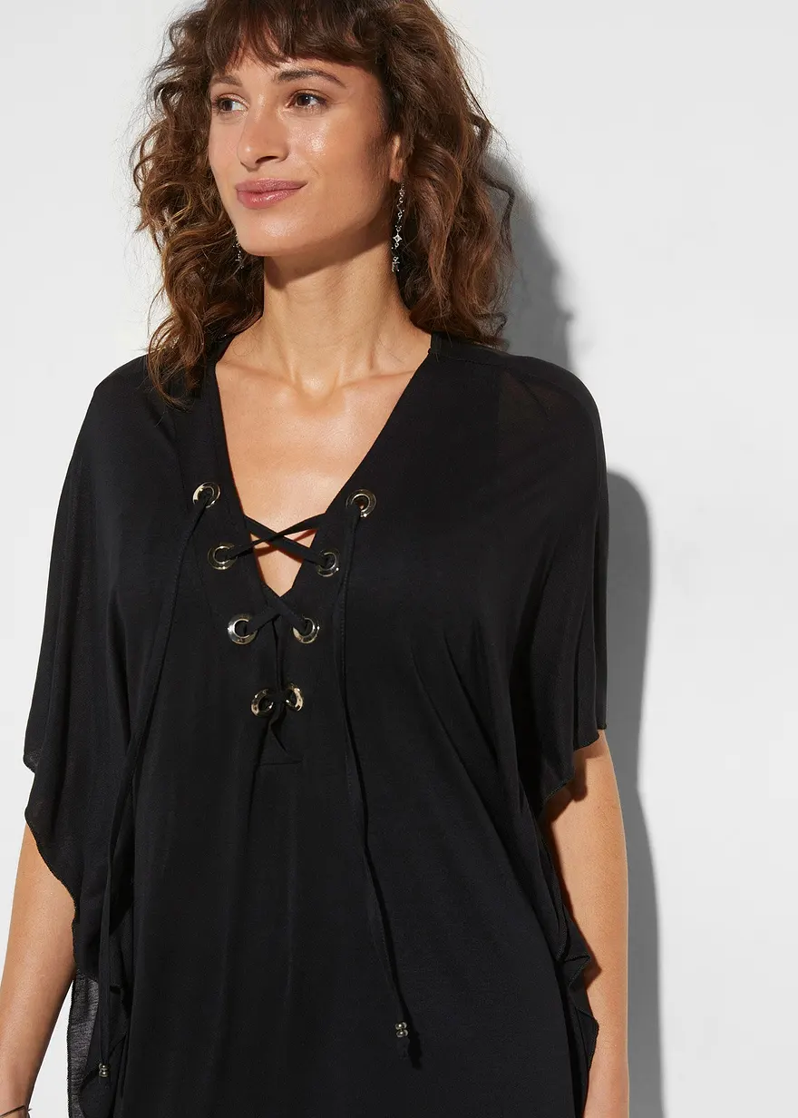 Bonprix Schöne Tunika Mit Tollen Details - Schwarz - Damen