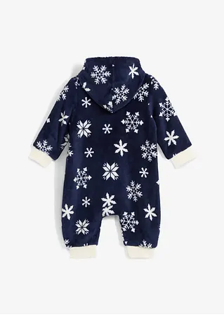 Bonprix Schöner Baby Fleece-Overall Mit Kapuze Und Reißverschluss - Blau