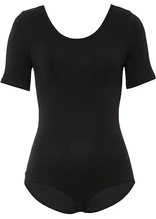 Bonprix Schöner Basicbody Mit Halblangen Ärmeln - Schwarz