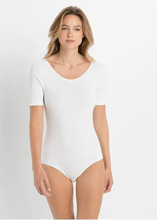 Bonprix Schöner Basicbody Mit Halblangen Ärmeln - Weiß - Damen