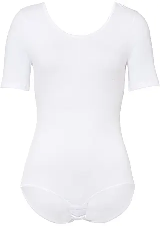 Bonprix Schöner Basicbody Mit Halblangen Ärmeln - Weiß - Damen