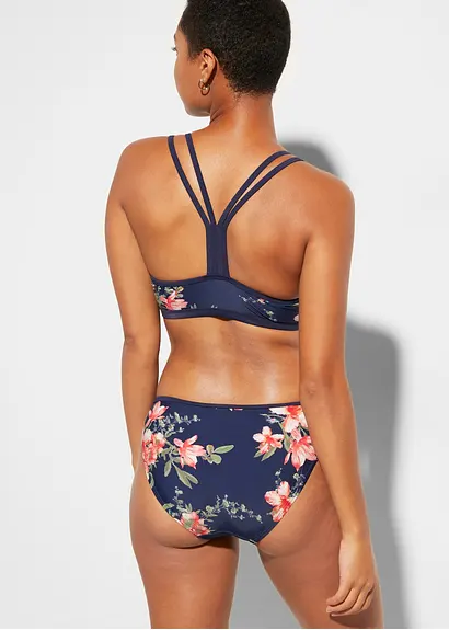 Bonprix Schöner Bikini Mit Schönem Blumendruck - Dunkelblau / Rosa Floral