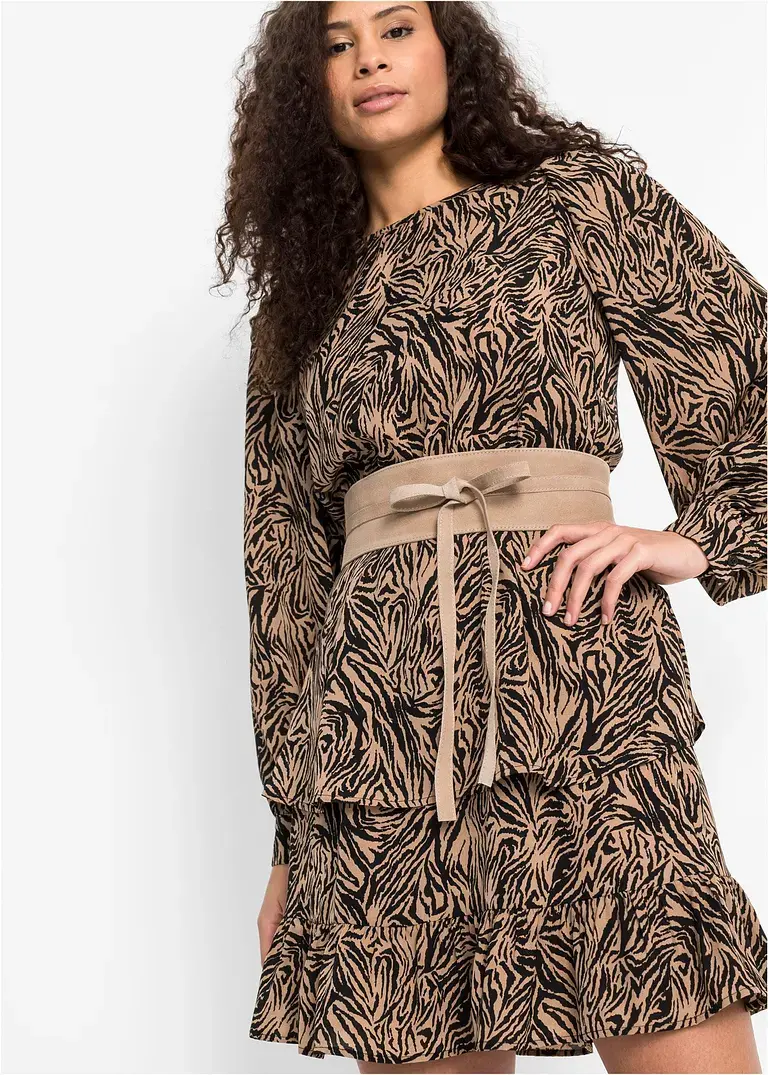 Bonprix Schöner Bindegürtel Aus Veloursleder - Beige - Damen