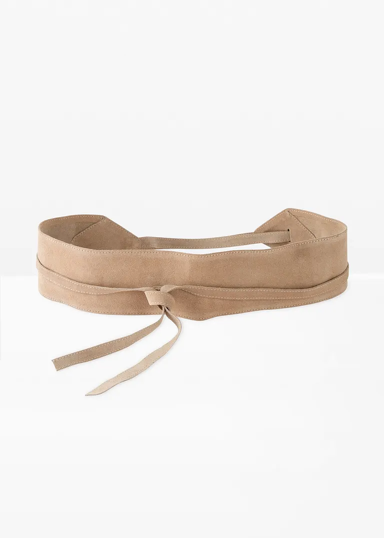 bonprix Schöner Bindegürtel aus Veloursleder - beige - Damen