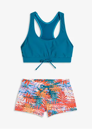 bonprix Schöner Bustier Bikini mit Print - petrol/bunt bedruckt