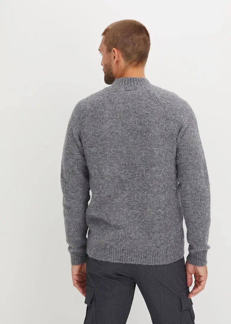 Bonprix Schöner Flauschig Haariger Stehkragenpullover - Grau