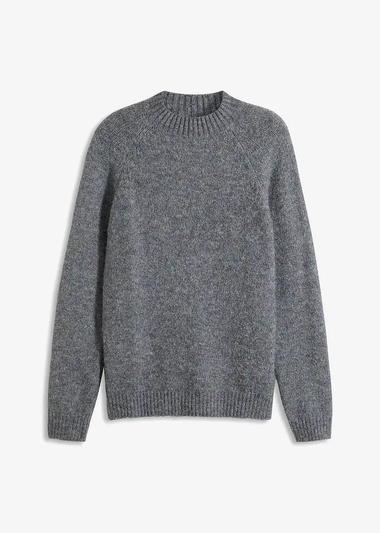 bonprix Schöner flauschig haariger Stehkragenpullover - grau