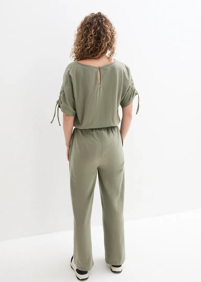 Bonprix Schöner Jersey-Jumpsuit Mit Weitem Bein - Grün - Damen